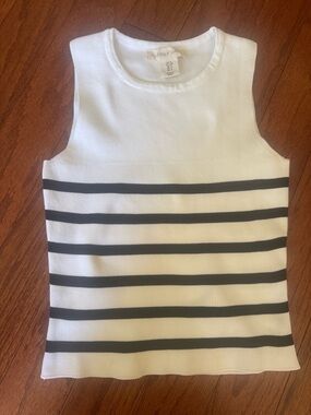 Apt. 9 White & Black Striped Knit Tank Top